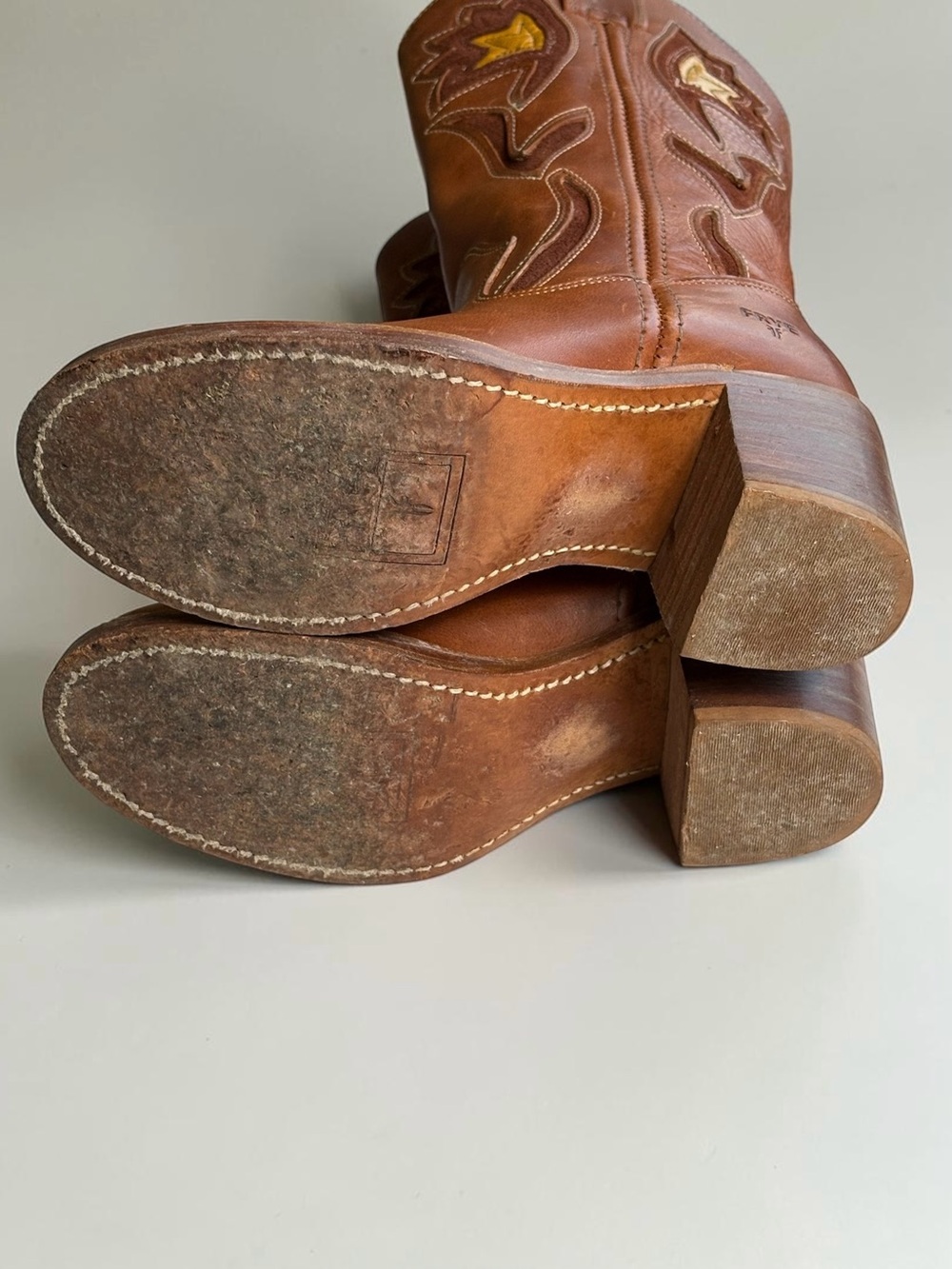 VTG Frye Sabrina Floral Inlay Campus Leather Boots 5.5 Boho Western - Picture 8 of 13